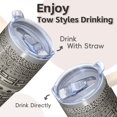 thumbnail image 4 of 20oz Boho Stainless Steel Travel Mug with Lid and Straw - Double Wall Vacuum Insulated Tumbler, Leakproof Thermal Coffee Cup, 4 of 5