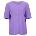 thumbnail image 4 of Ediodpoh Cardigan for Women Lightweight Cozy Short Sleeve Knit Sweater with Buttons Versatile Casual Outerwear for All Seasons Purple XL, 4 of 5