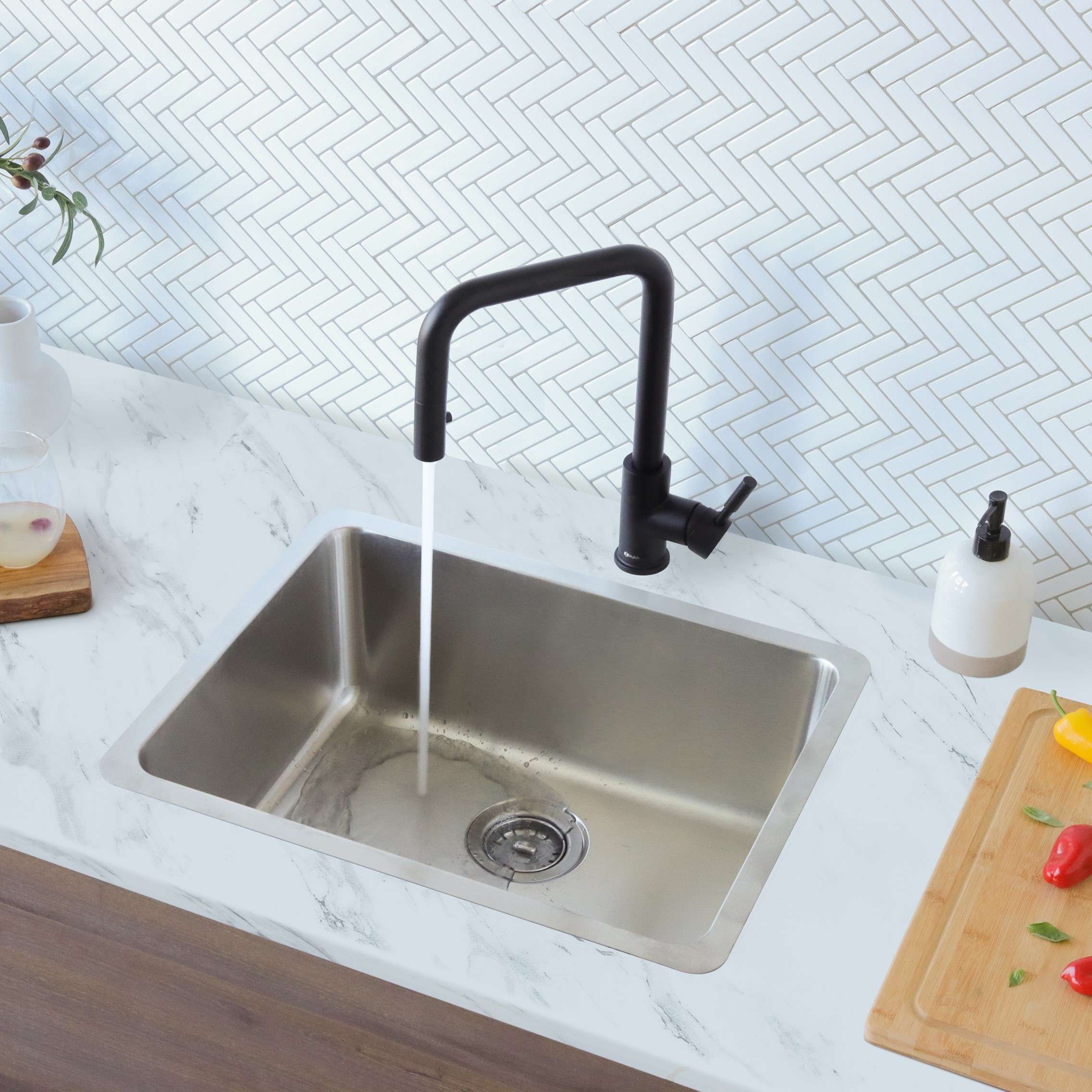 Stylish Dual Mount 23" Stainless Steel Single-Bowl Kitchen Sink with 1 Accessorie S-203T