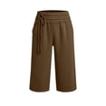 thumbnail image 4 of SAWOBUUN Womens Wide Leg Capri Sweatpants High Waisted Drawstring Casual Soft Cropped Lounge Pants with Pockets, 4 of 7