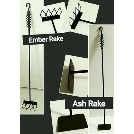 

Wood Stove Fireplace Set Combo-Poker Ember & Ash Rake 36 Made by a Blacksmith
