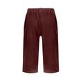 thumbnail image 4 of Women's Bermuda Shorts Cotton Linen Knee Length Shorts Casual Lightweight Summer Beach Shorts with Pockets Wine XXL, 4 of 5