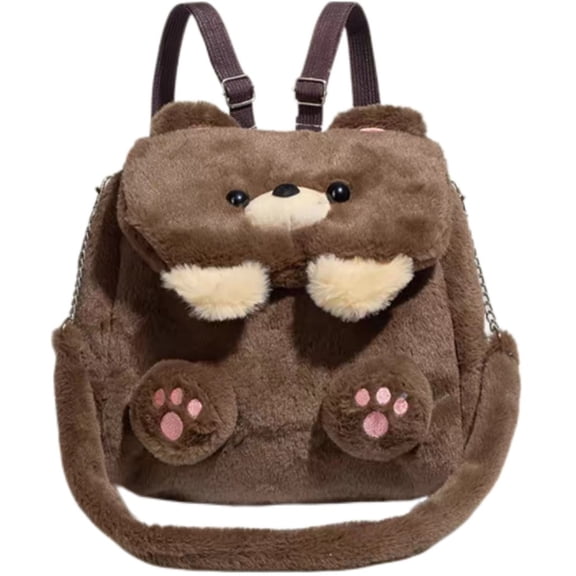 Jiibva Japanese Backpack Plush Bear Backpack Large Capacity Shoulder Bag Cartoon Backpack Bear Handbag Crossbody Bag