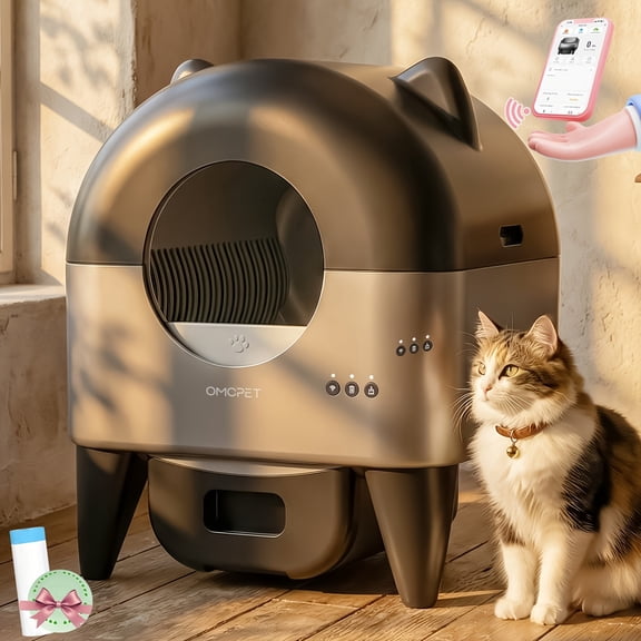CATCOOL Self Cleaning Cat Litter Box, Safety Radar Sensors, 25.1gal 3.96gal Large Capacity, APP Control, Odor Control, Smart Electric Litter Box for Multiple Cats, Black