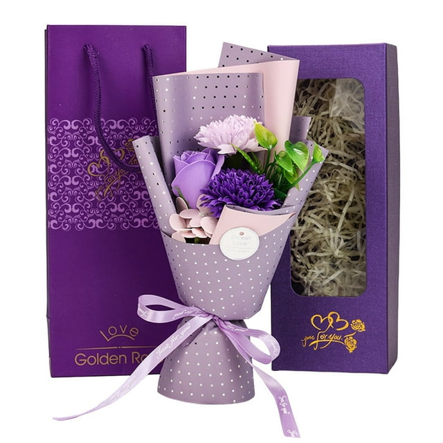 Césped Artificial 1Pcs Carnation Rose Soap Flower Bouquet Gift Box for Valentine's Day Anniversaries and Special Celebrations JASKFLY