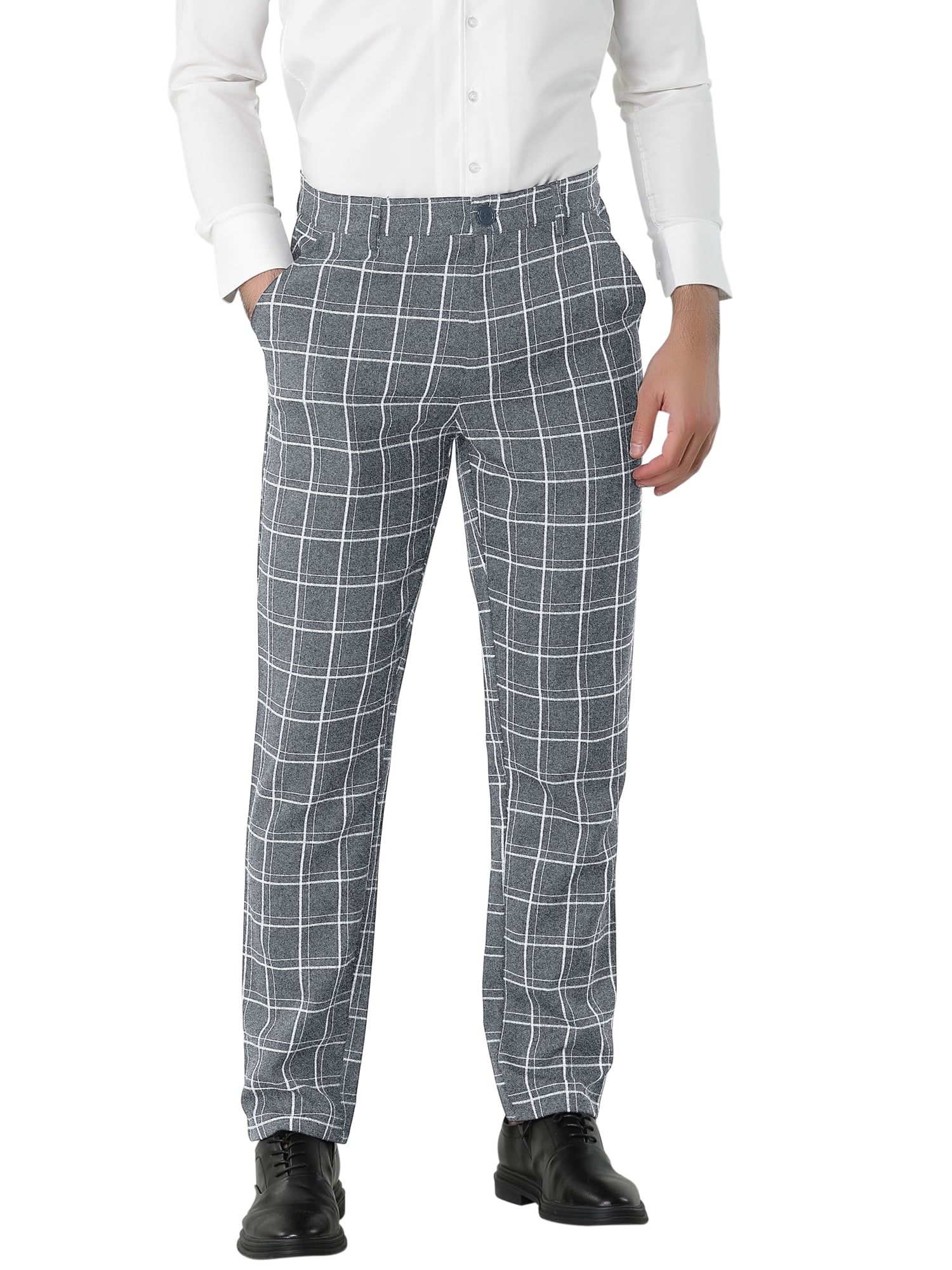 Dress Plaid Pants Flat Front 