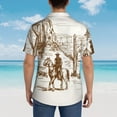 thumbnail image 6 of Xecao Western Desert Cowboys print Hawaiian shirt - a stylish short-sleeve button-down for men, perfect for casual beach and tropical outings., 6 of 9