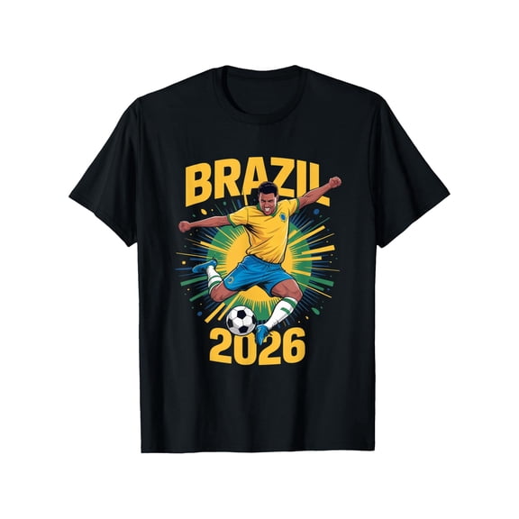Brazil Soccer 2026 Graphic T-Shirt - Retro Style Football Fan Apparel for Men and Women - Vibrant Yellow and Green Athletic Tee