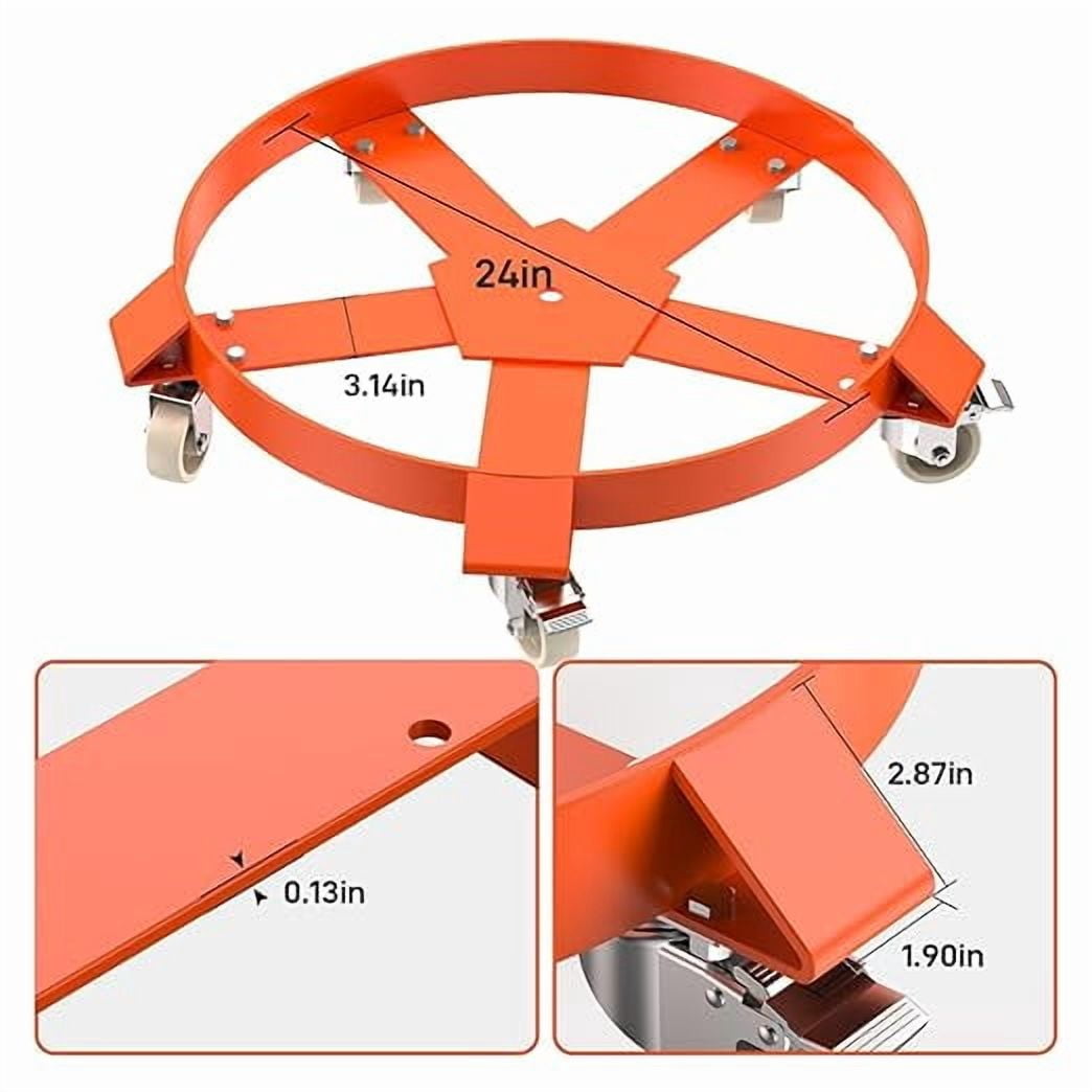 55 Gallon Drum Dolly, Heavy Duty 1250LBS Load Capacity Drum Cart, Non Tipping Hand Truck with 5 Swivel Casters Wheel for Warehouse Drum Handling, Carry Potted (2 Pack)
