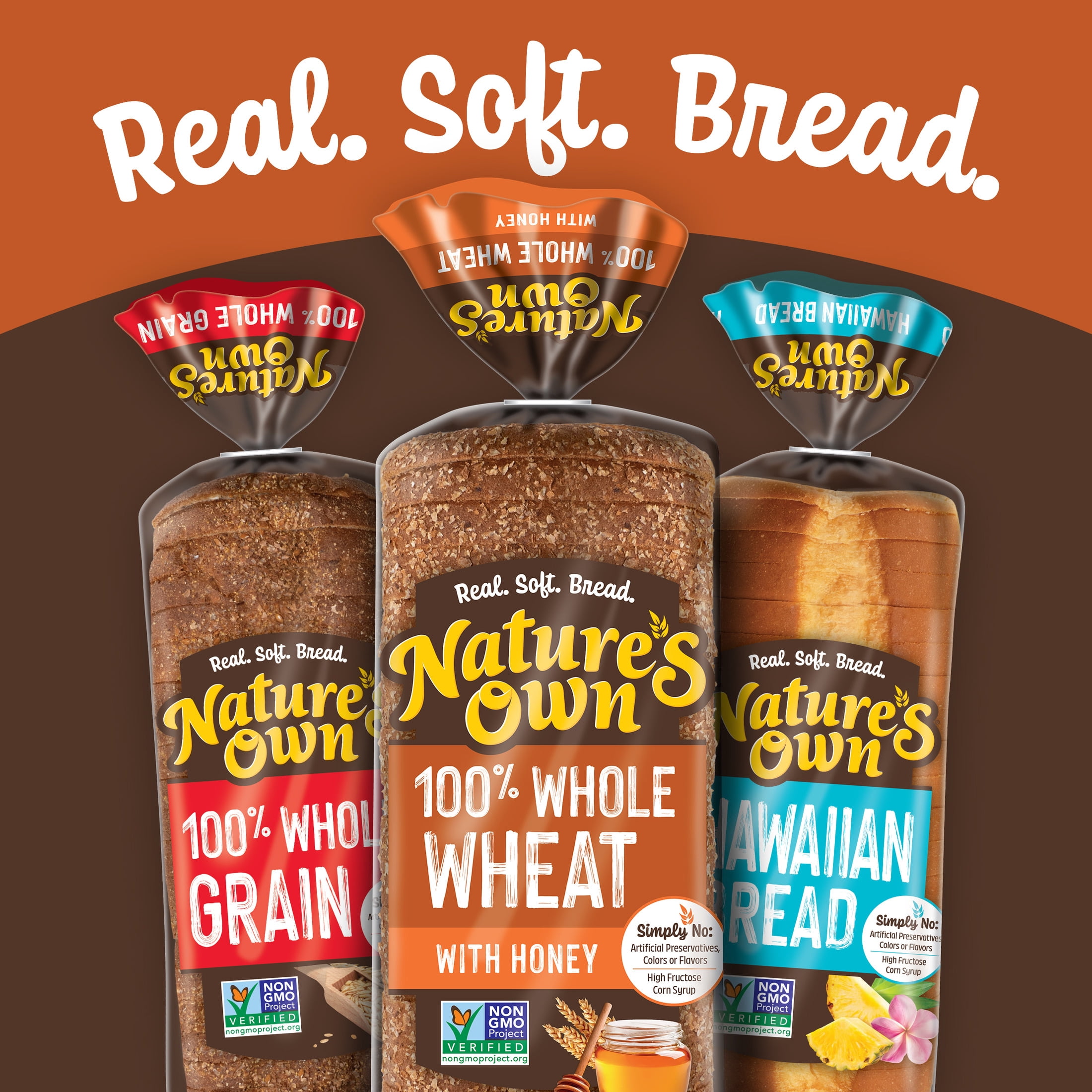 Nature's Own 100% Whole Wheat with Honey, Non-GMO Bread, Wheat Bread, 16 oz Loaf