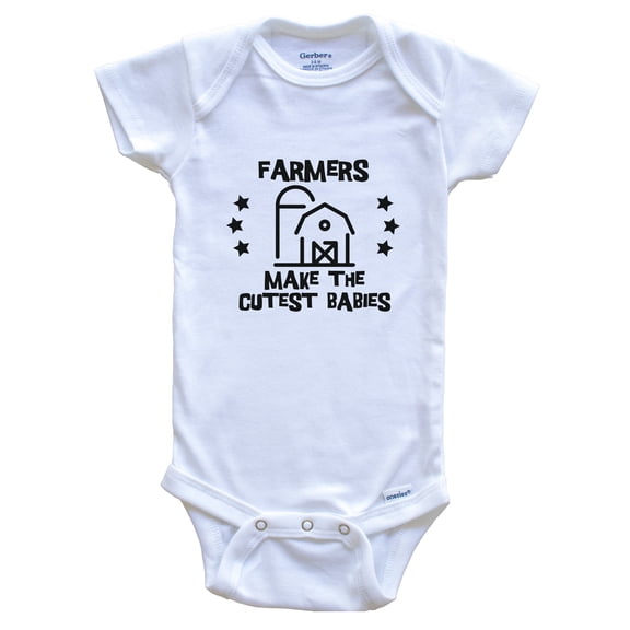 Farmers Make the Cutest Babies Funny Farming Baby Bodysuit, 0-3 months white