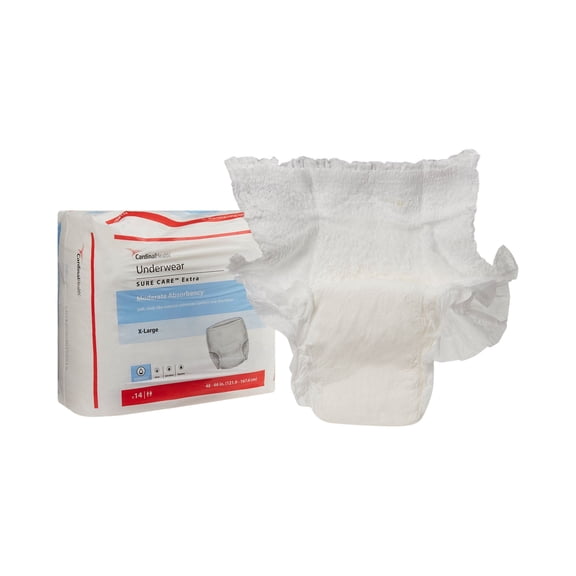 Sure Care Extra Disposable Underwear Pull On with Tear Away Seams X-Large, 1850A, 68, 14 Ct