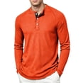 thumbnail image 3 of Men's Henley Shirts Long Raglan Sleeve Slim Fit Button T-Shirts Casual Pullover Tops with Pocket Saffron XL, 3 of 9