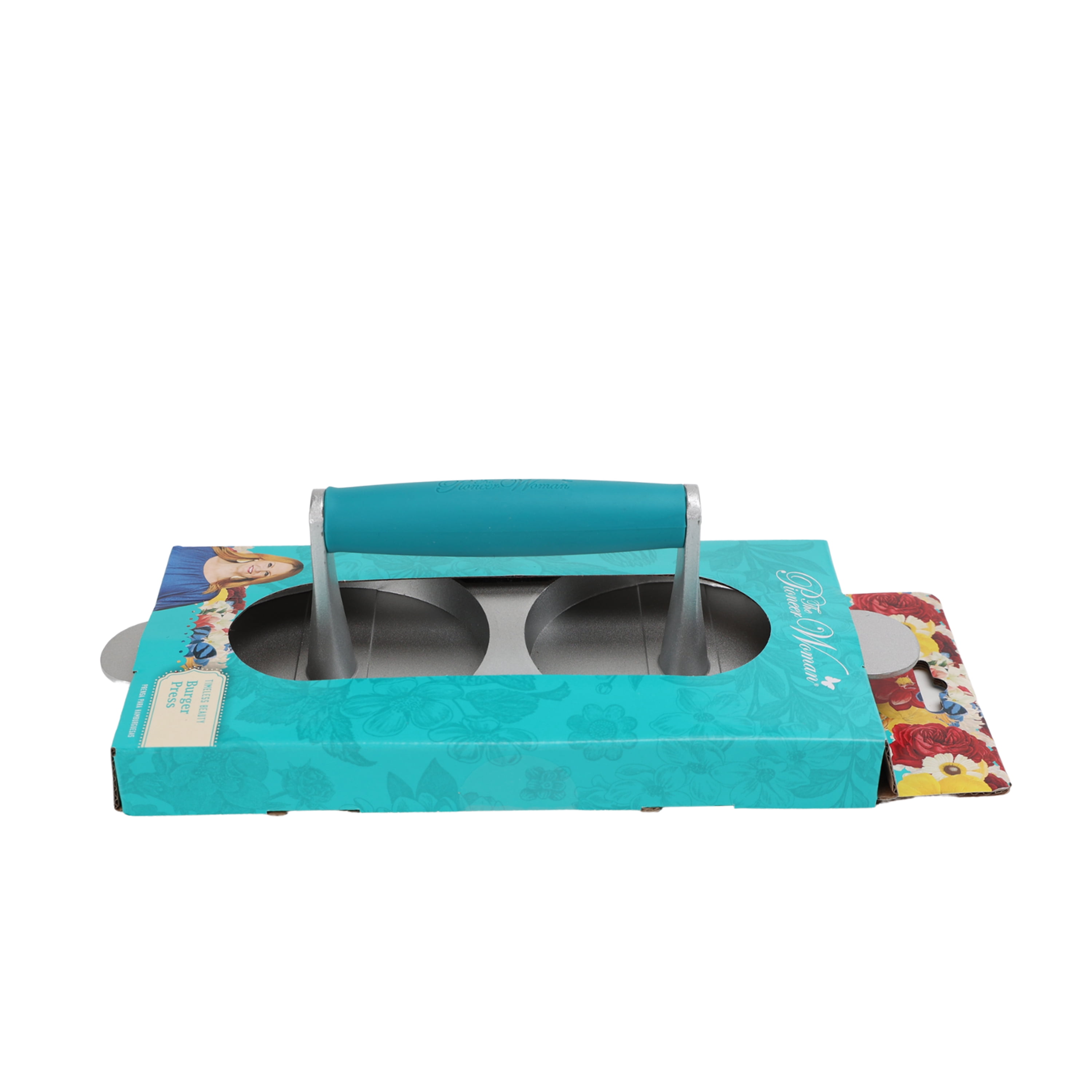 The Pioneer Woman Timeless Beauty Aluminum Double Burger Press, Teal