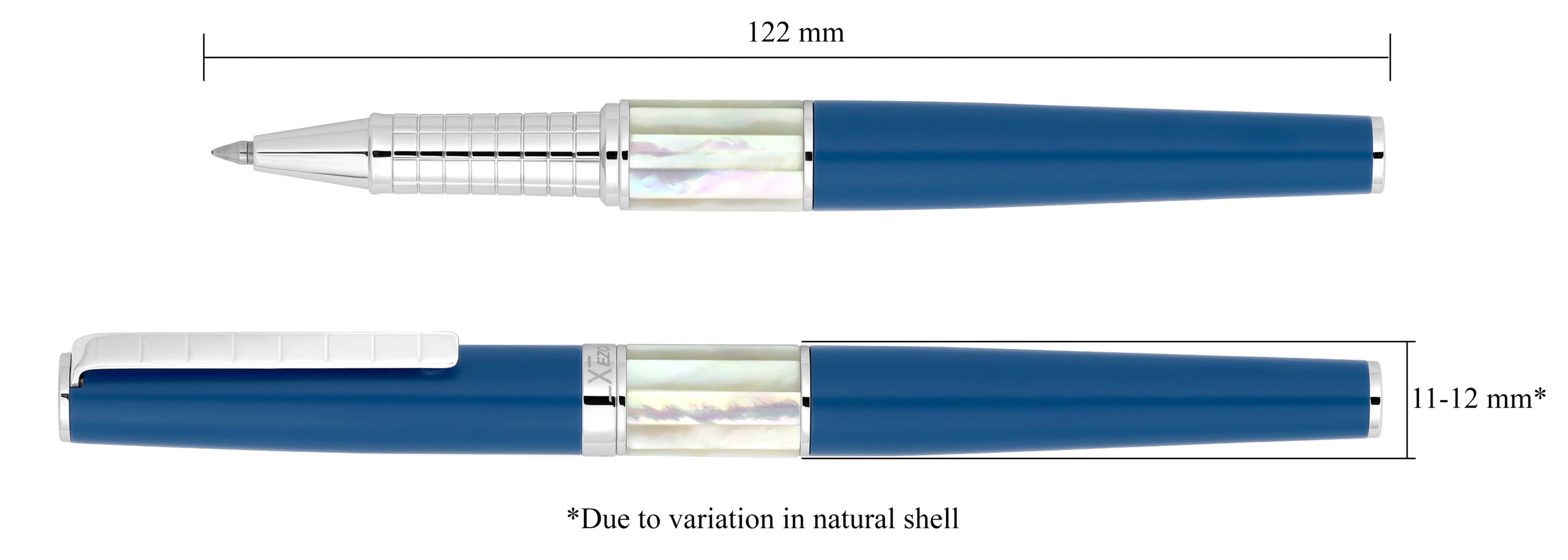 Xezo Speedmaster® Lapis Blue Brass Rollerball Pen - With White Mother of Pearl