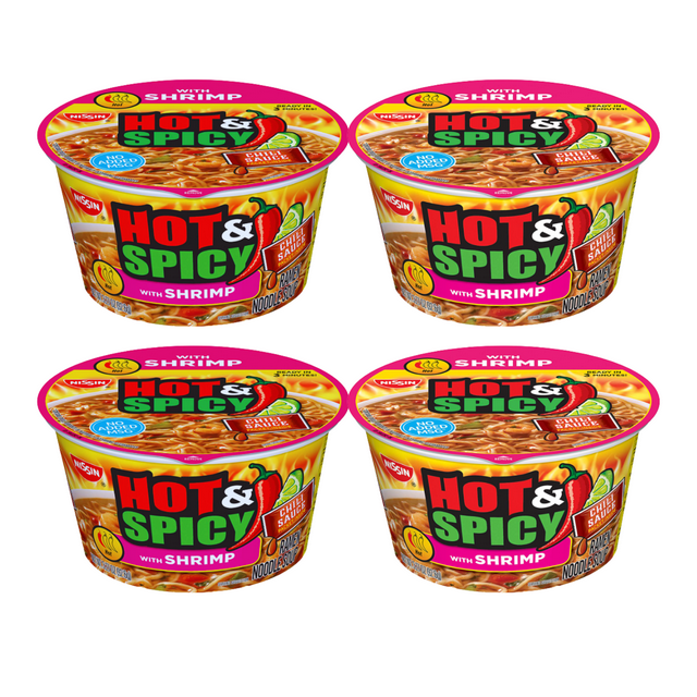 FSSTAM Hot & Spicy Shrimp Cup Noodles, Instant Bowl Ramen Noodles with