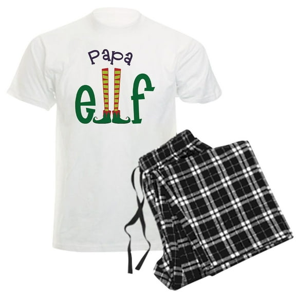 CafePress - Papa Elf Men's Light Pajamas - Men's Light Loose Fit Cotton Pajama Set