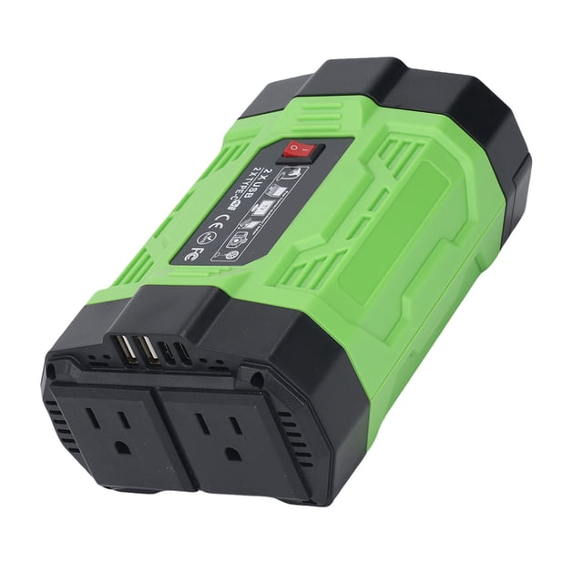 Inversor De Corriente Para Coche, 2 USB De Amplia Aplicación 2 Tipo C 200W Convertidor Inversor Para Coche Para Computadora