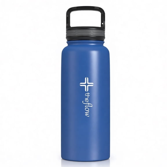 Blue Water Bottle, Portable Large Capacity Vacuum Stainless Steel Reusable Thermocup with Lid, Leakproof for Hot/Cold Drinks, 32 oz, 8 Colors, for Gym Travel, Camping, Hiking, Driving