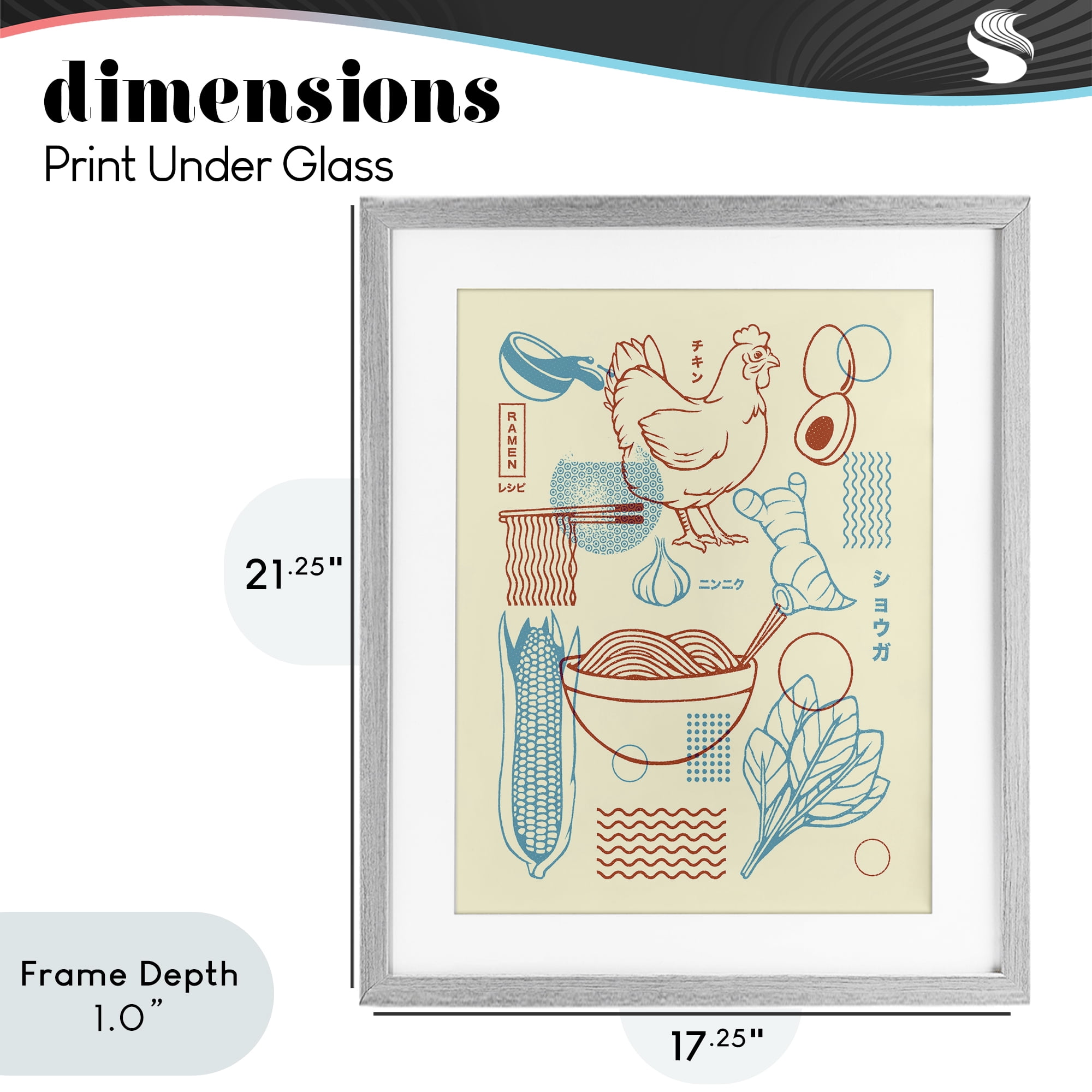 Stupell Industries Minimalist Ramen Ingredients Gray Framed Print Under Glass, design by Tobe Fonseca