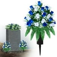 thumbnail image 2 of pdqouc Artificial Cemetery Flowers,Outdoor Grave Decorations Roses,Arrangements Bouquet with Cemetery Vase, Outdoor Decorations Roses Accompanied By Long Nail Vases, Lasting and Non Colors, 2 of 9