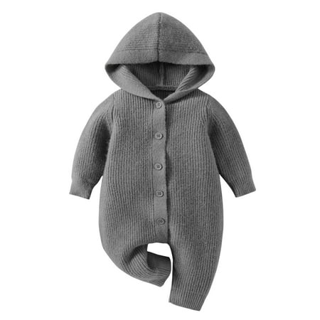 

ASEIDFNSA Boys Hoodie Sweatshirt Boys Sweat Shirts Boys Girls Solid Warm Knitted Sweater Baby Hooded Jumpsuit Romper 1 Piece Outwear Outfits Clothes