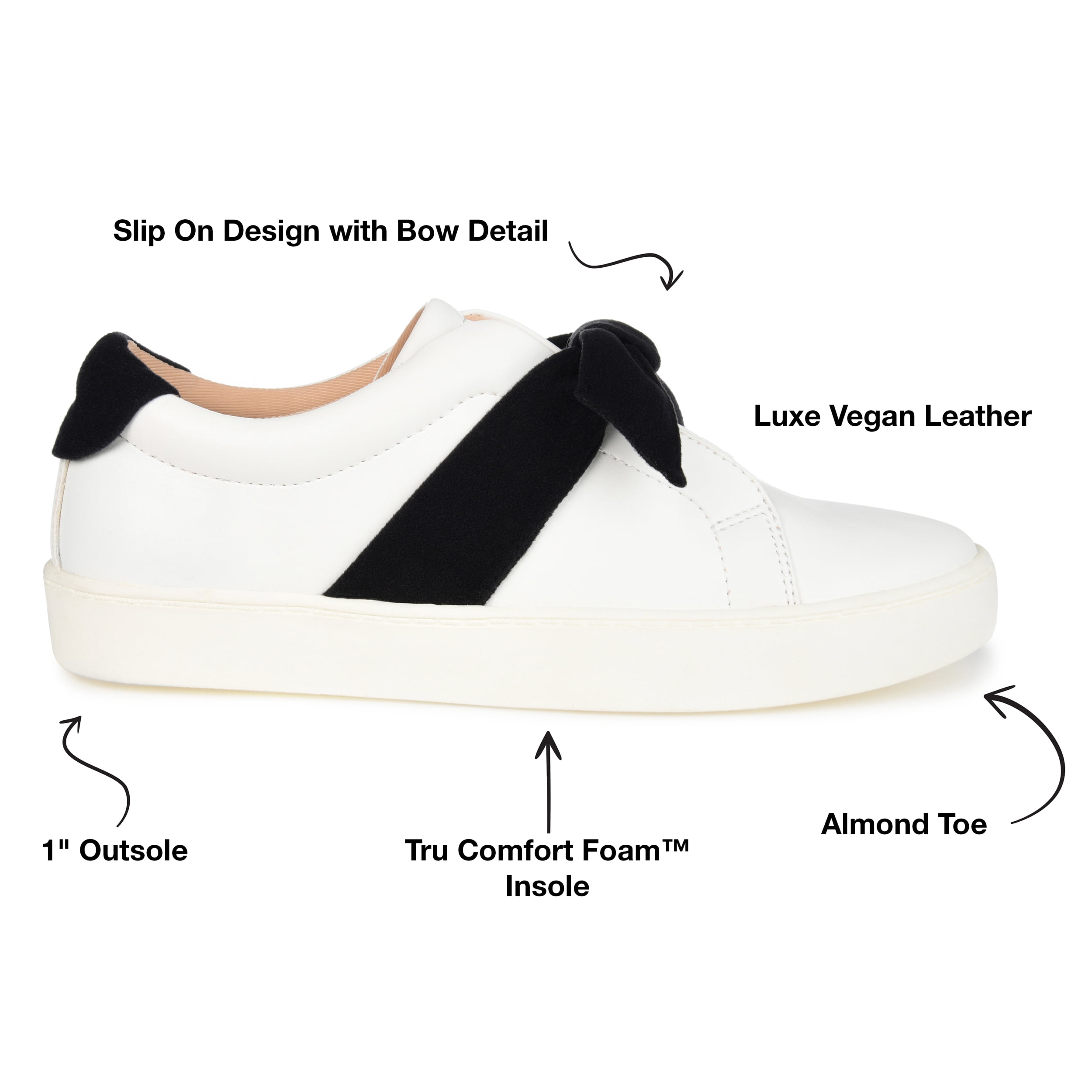 Journee Collection Womens Ash Faux Leather Bow Casual and Fashion Sneakers