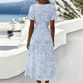 thumbnail image 7 of Summer Dresses for Women 2026 Wrap V Neck Sundress Short Sleeve Vacation Beach Dress Elastic High Waist A-Line Casual Party Work Dress, 7 of 7