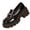 Black, variant on ZACPNCV Women's Matte Leather French Chain Loafers Thick Sole Slip On Round Toe Casual Shoes Chunky Metal Detail