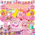 thumbnail image 1 of Kirby Articles de Fête, 110 Pcs Décorations de Fête Kirby et Ensemble de Vaisselle - Assiettes et Serviettes Gobelets Nappe Ballons Etc. Articles d'Anniversaire Kirby, 1 of 7