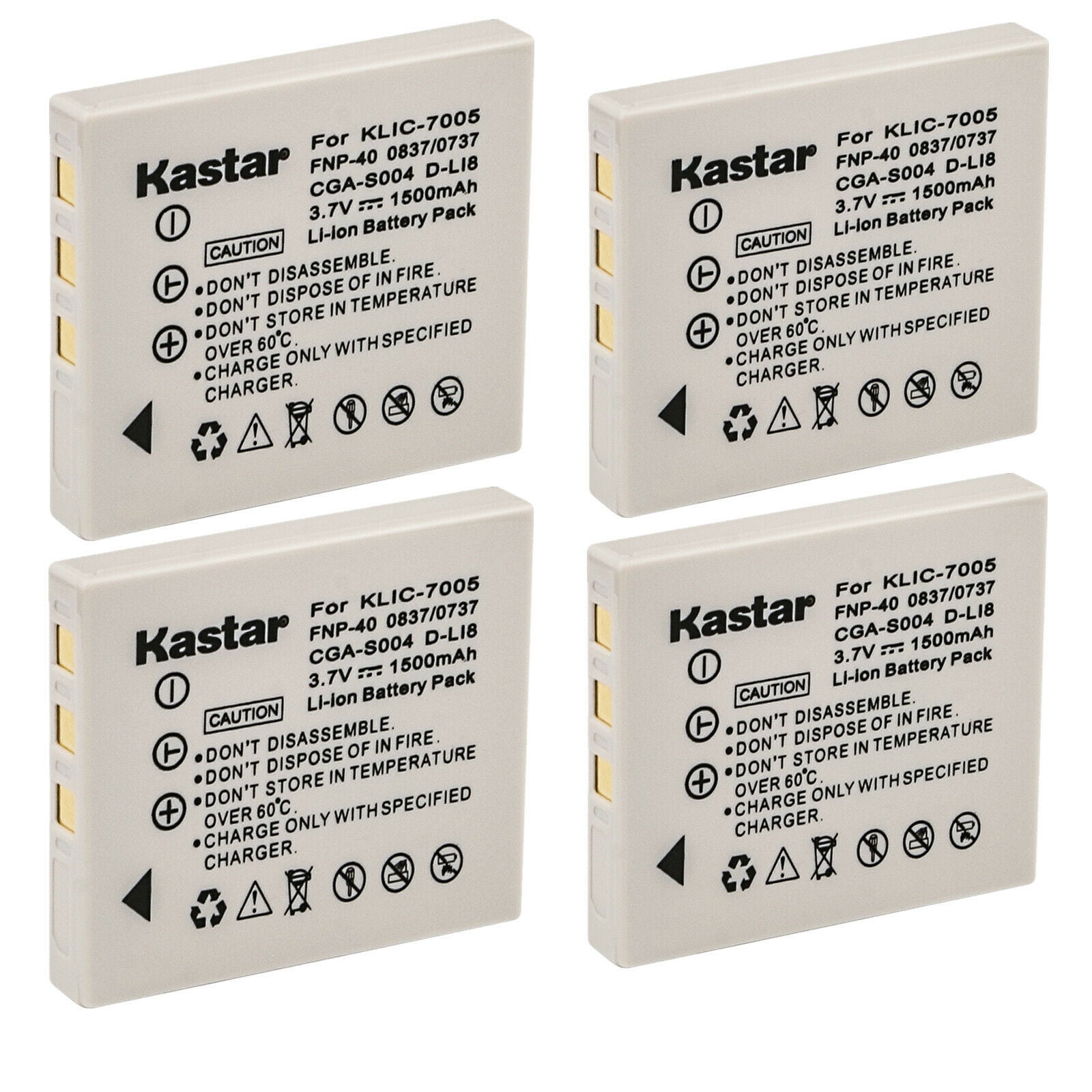 Kastar 2-Pack Battery and AC Wall Charger Replacement for Pentax D-Li8 D-Li85 Battery Optio A36 Pentax D-BC8 Charger Optio A10 Optio E65 Optio L20 Optio A40 Optio A30 Optio A20 Pentax Optio X