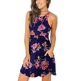 thumbnail image 1 of Robes d'Été Sans Manches Décontractées pour Femmes Robe Élastique avec Poches Rose Bleu L, 1 of 7