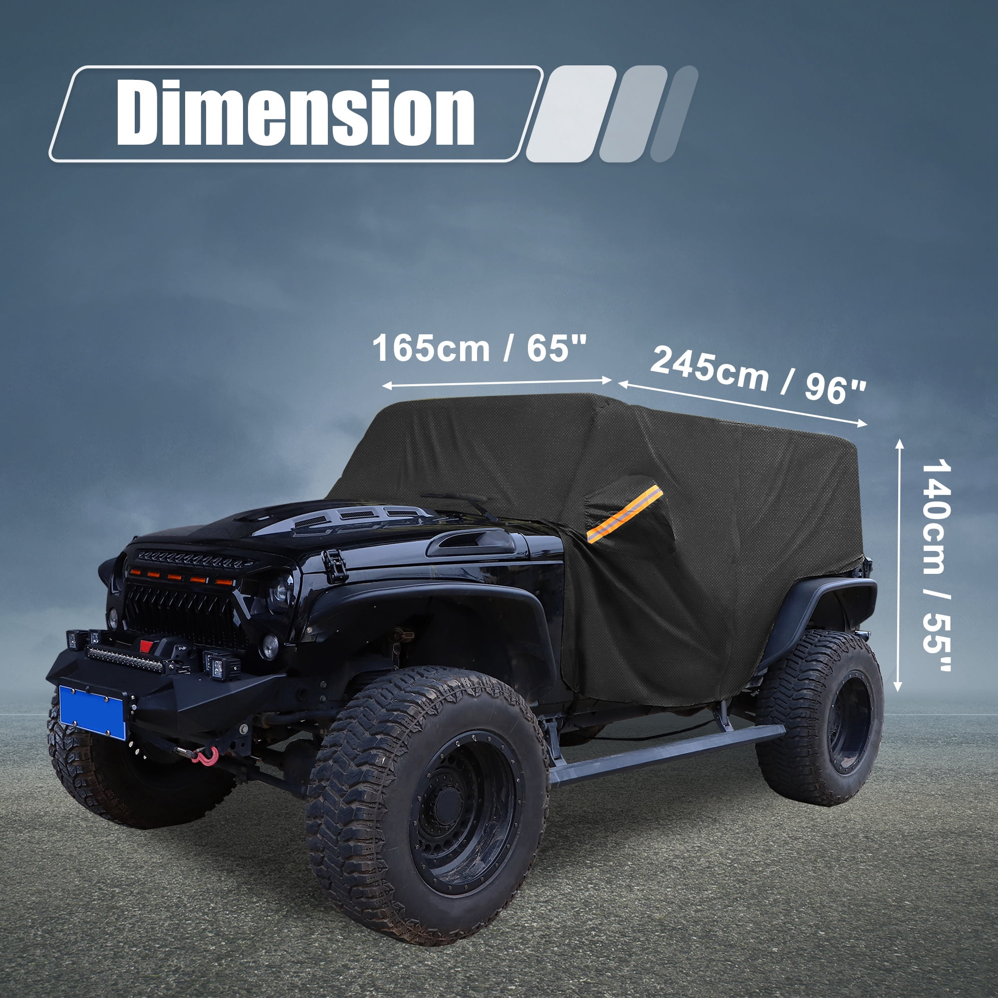 Unique Bargains Car Cab Cover for Jeep Wrangler JK JL 2 door 2007-2021 W/ Door Zipper