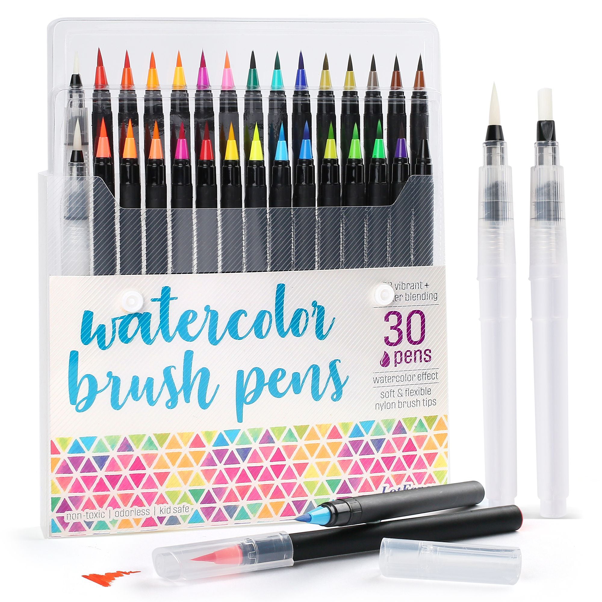 Watercolor Brush Pens, 28PCS Colors Watercolor Markers and 2 Refillable