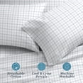 thumbnail image 7 of WelHome 100% Cotton Percale 4-Piece King Size Deep Pocket Printed Bed Sheets Set, 1 Fitted, 1 Flat Sheet with 2 Pillowcases, Ultra Light, Breathable & Super Soft Sheets, Light Blue Plaid, 7 of 7