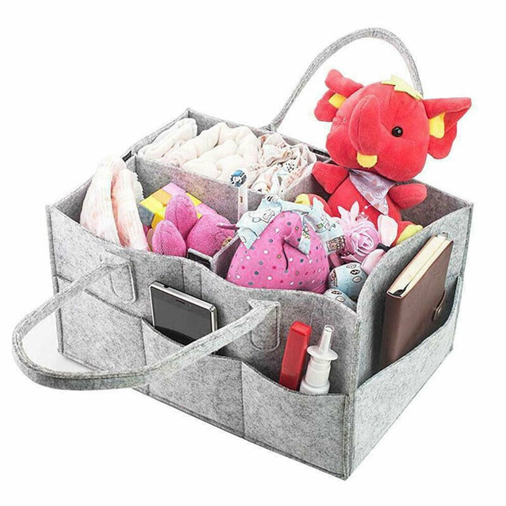 Baby Diaper Organizer Caddy Felt Changing Nappy Kids Storage Carrier