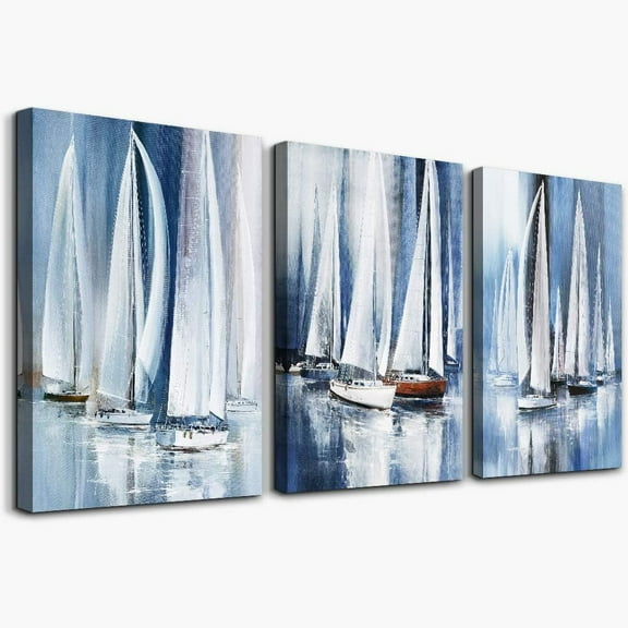 blue Abstract Canvas art Prints Wall Art Paintings for Living Room family kitchen Bedroom bathroom Wall decor modern Wall Artworks mountain Pictures Vintage wood grain 3 Piece Home Decoration posters