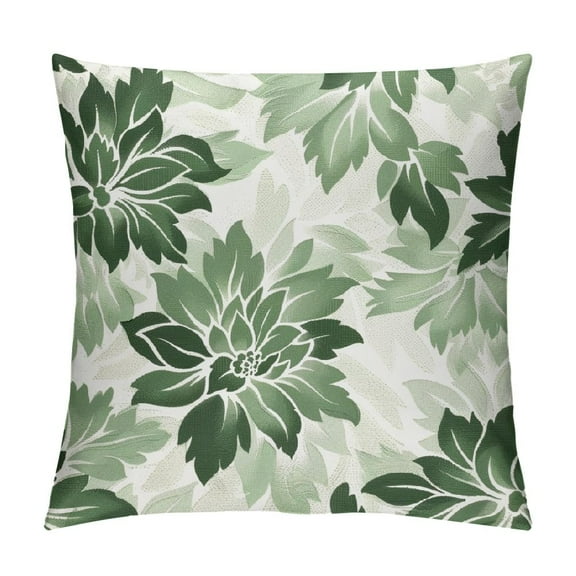 JRXY Sage Green White Pillow Covers 18x18 Inch Dahlia Floral Decorative Throw Pillows For Couch Geometry Flowers Modern Pillow Cases Home Decor For Sofa Couch Porch Patio Living Room Outdoor White