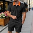 thumbnail image 2 of JAJAHO Mens Summer Short Sleeve Shirt And Shorts Set Comfortable Casual Wear Textured Loose Fit Polo Shirts Shorts 2 Piece Soft Outfit, 2 of 4