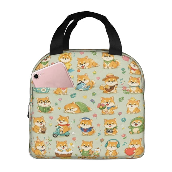 Shiba Inu Dog Lunch Bag Reusable Thermal Lunch Box with Handle for Women and Men