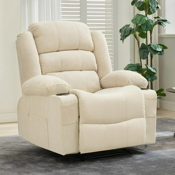 Recliner Chair for Living Room,Modern Sofa Home Theater Seating Reclining Chair with 3 Angle Modes,2 Cup Holders & Side Pockets,Oversize Overstuffed Lounge Chair for Adults