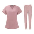 thumbnail image 3 of Conjunto de uniformes médicos para hombre y mujer, uniformes de trabajo de enfermera, ropa de trabajo, camisetas con cuello en V y pantalones deportivos para rosa, 3 of 8