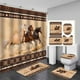 thumbnail image 1 of Juego de 4 cortinas de ducha con diseño de caballo occidental, mariposa, semental, animales de granja, salvaje oeste, casa de campo, citas inspiradoras rústicas, decoración de baño, alfombrilla de, 1 of 8