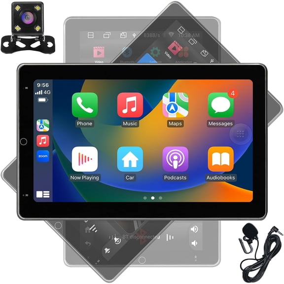 10inch 2 32GB Automatic Rotation IPS Full Touch Screen Android Car Radio Audio Video Stereo Player for 2Din Raido Model with CarPlay Android Auto WiFi BT MirrorLink Split Screen PIP GPS Navigation