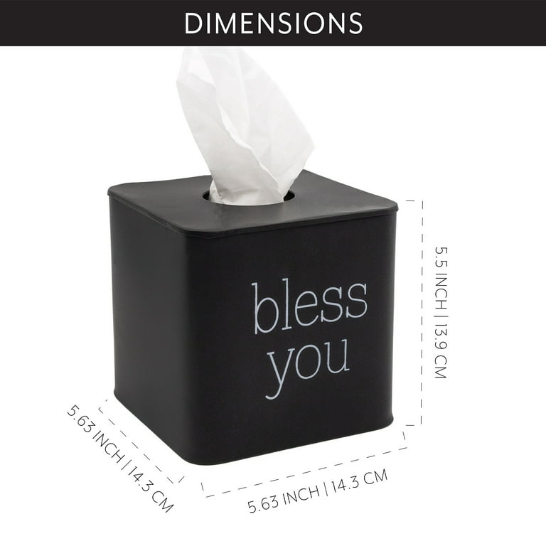 AuldHome Square Tissue Box Cover (Black); Modern Farmhouse Enamelware  Tissue Holder