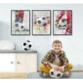 thumbnail image 3 of Hieng 3Pcs Soccer Painting Wall Art Kids Soccer Poster Prints Red Soccer Canvas Picture for Childs Baby Room Wall Decor Unframed(canvas only), 3 of 5