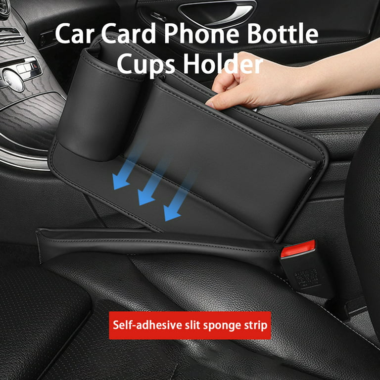 2pcs Car Seat Gap Filler & Organizer Between Center Console And Front Seats,  Including Car Storage Box, Card Phone Holder Pocket With Cup Holder,  Universal Car Leather Storage Pocket To Maximize Your