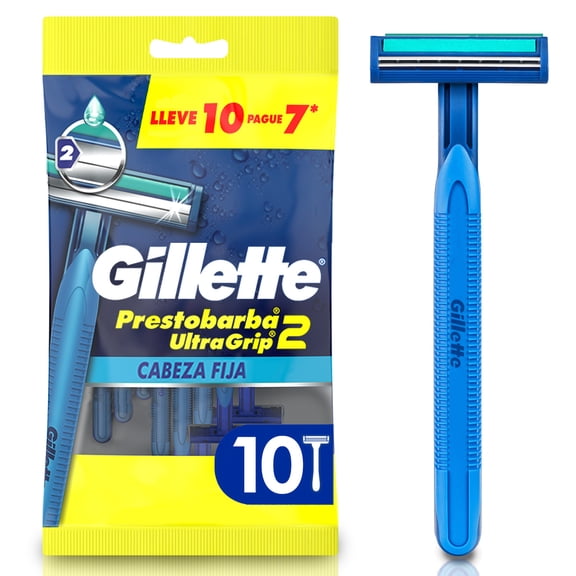 Rastrillo Gillette Prestobarba Ultragrip2 con 2 Hojas y Cabeza Fija 10 pzas