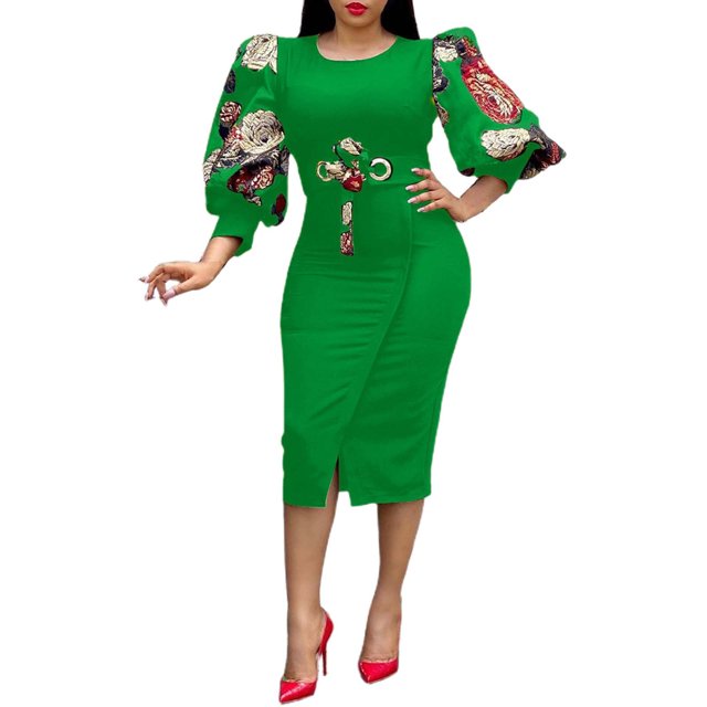 Felwors Summer Women's Plus Size Temperament Commuting Plus Size Printed Dress