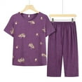 thumbnail image 1 of LSLJS Women's Summer Two Piece Set Short Sleeve Round Neck Pajama Set Printed Tops Pants Set, Womens Pajama Sets, 1 of 3